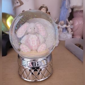 Reed & Barton Bunny Gingham Baby Snowglobe